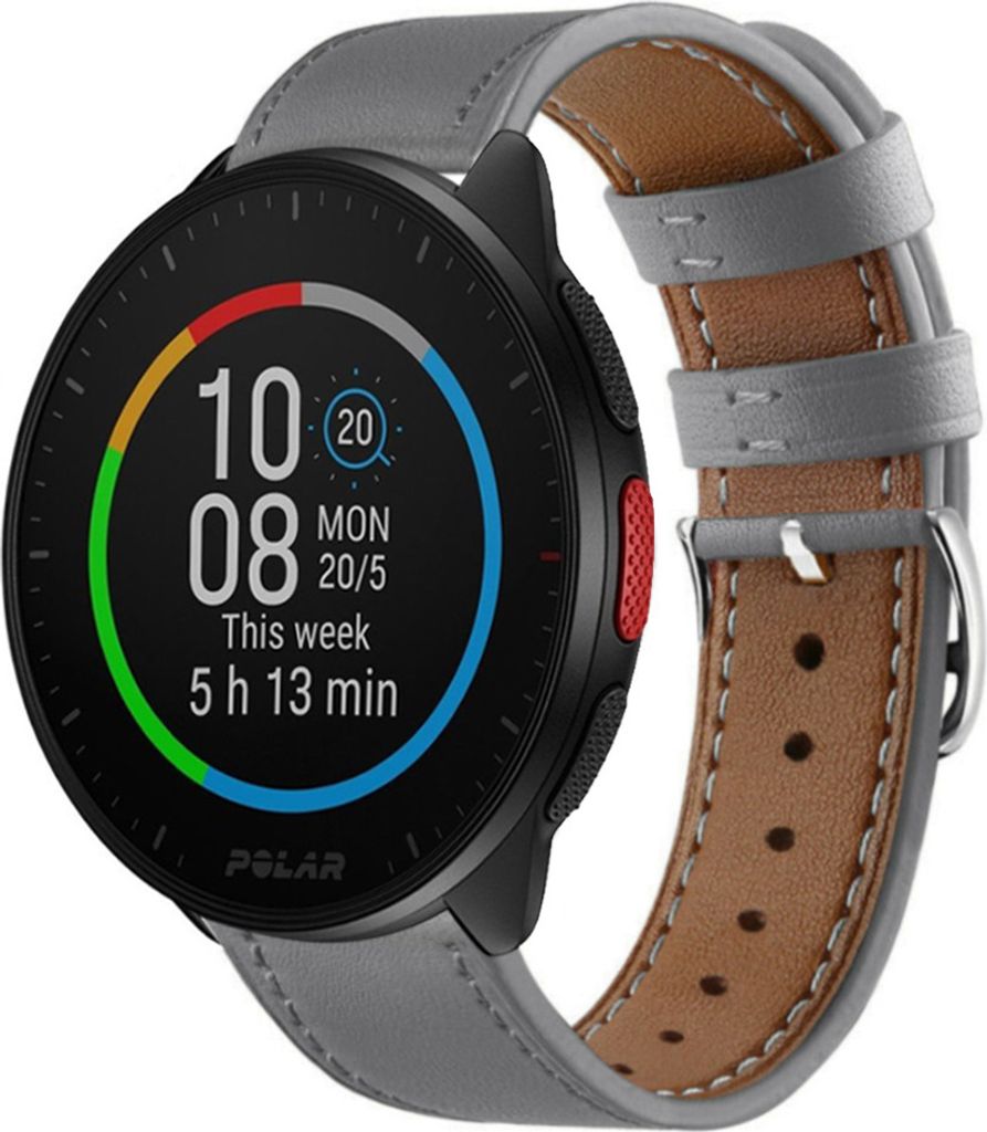 Strap-it Polar Pacer Armband Leder (Grau)