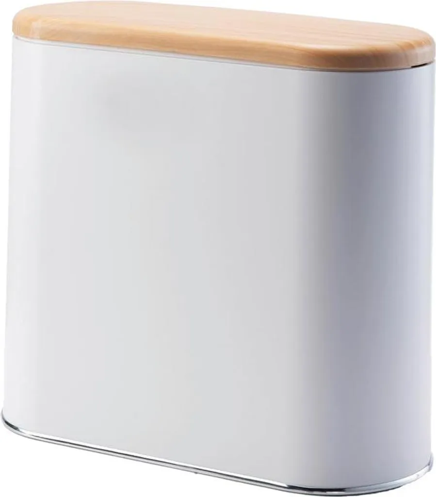 Poubelle étroite 10L style bois avec seau pour salle de bains chic