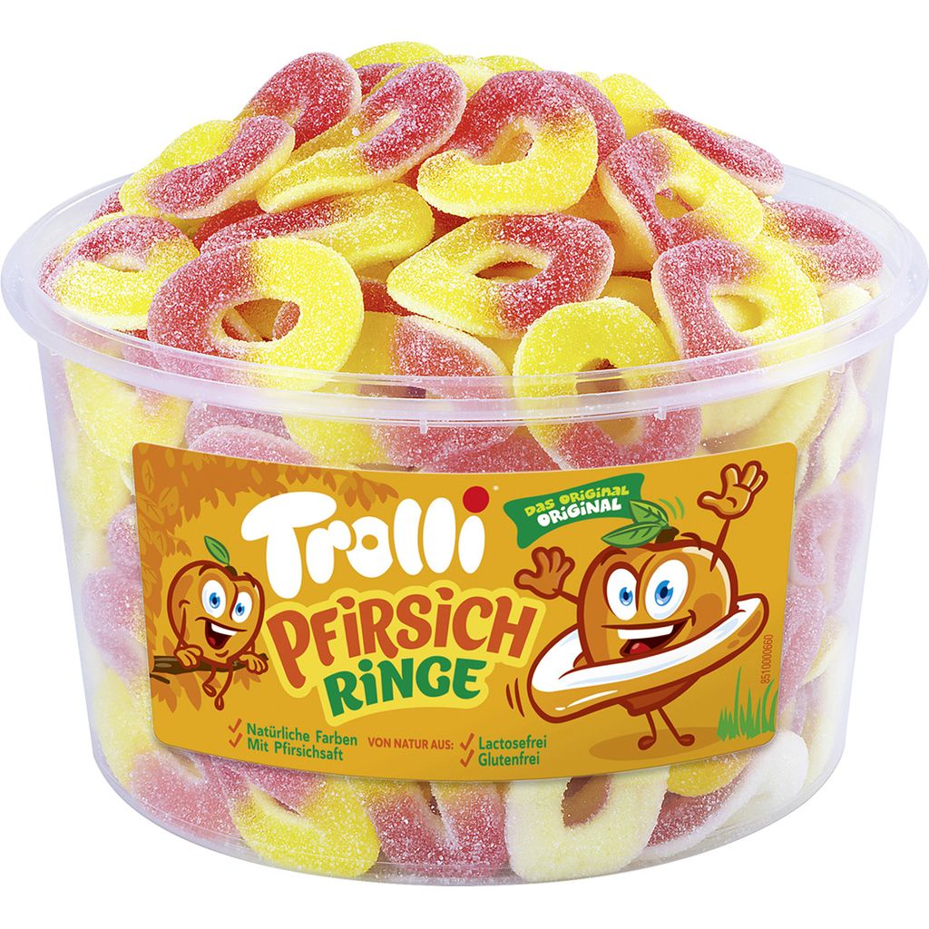 Trolli Sour Peach Rings Foam Gum Guma owocowa 150 sztuk Zdjęcie produktu 
