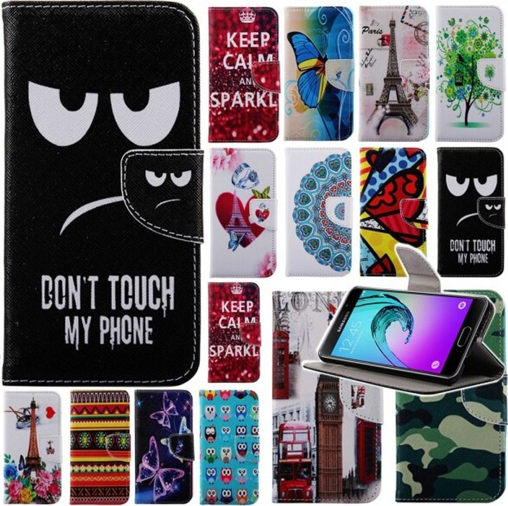 Bookcover Wallet Muster Neu für Smartphones, Muster:Don ́t Touch Zähne, Geräte-Marke:Samsung, Handy-Typ:Galaxy A3 2016 A310F