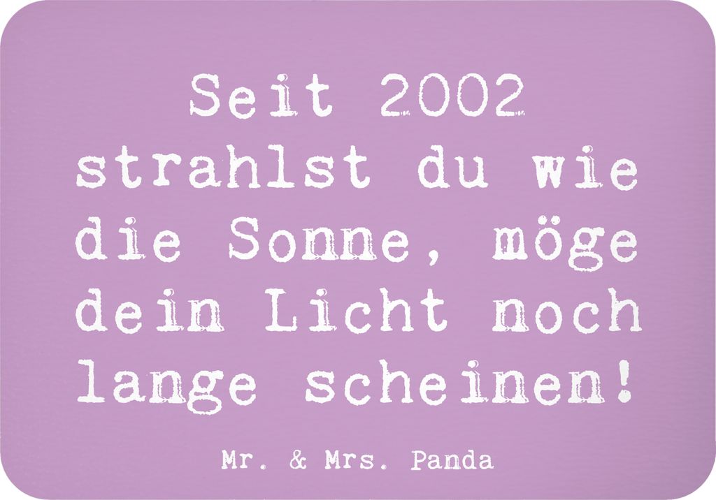Mr. & Mrs. Panda Kühlschrankmagnet Spruch 2002 Geburtstag - Lavendeltraum - Geschenk, whiteboardmagnet, magnet, Licht, wandmagnet, Happy Birthday,...