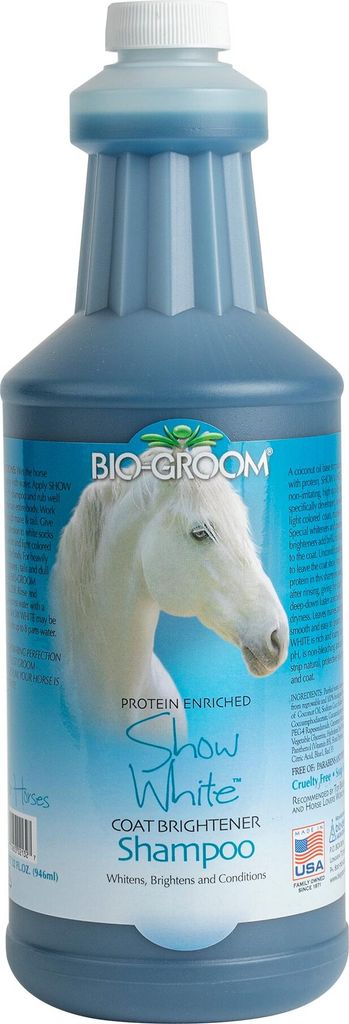 BioGroom Show White Aufhellendes Pferdeshampoo, Konzentrat 1:8, 946 ml (Verdünnt 8514 ml)