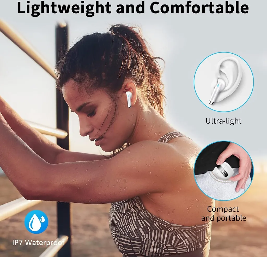 Cuffie Wireless Bluetooth 5.3: Design IP7 Impermeabile e LED Display - 7