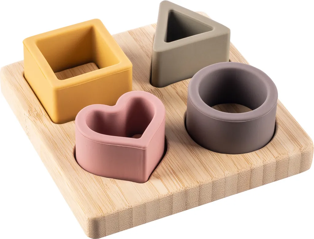 ZOPA Puzzle en bambou et silicone Multicolor - Jouet d'éveil durable