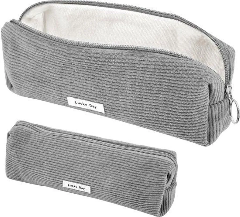 Organisateur de bureau en velours gris pour stylos et matériel scolaire