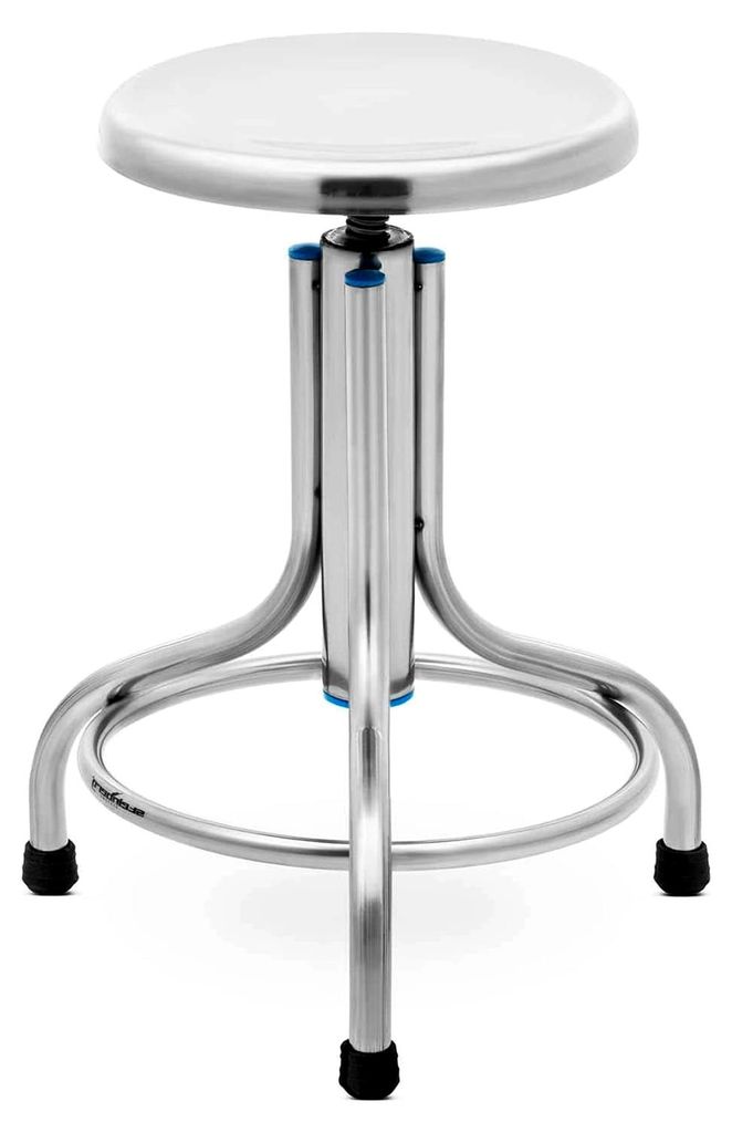 Laborhocker aus Edelstahl, drehbar und höhenverstellbar, belastbar bis 150 kg