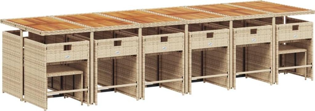 Eleganter Möbel 17-tlg. Garten-Essgruppe mit Kissen Beige Poly Rattan - CJG386044 - Gartenlounge-Set, Gartenmöbelset, Sitzgruppe
