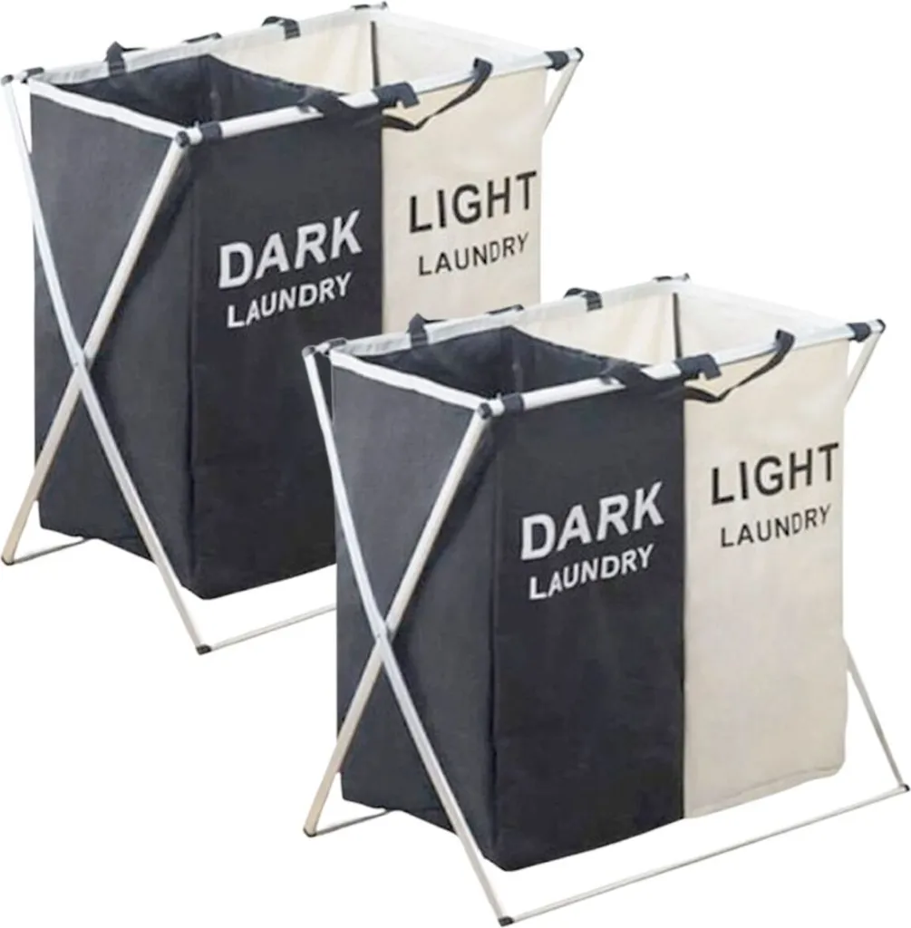Trieur de linge double bac pliable en tissu pour votre salle de bain