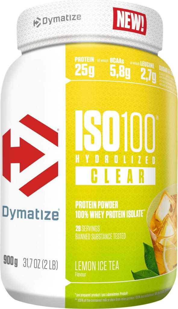 DYMATIZE Whey Protein Pulver Shake ISO 100 Hydrolyzed Clear Lemon Ice Tea 900 g