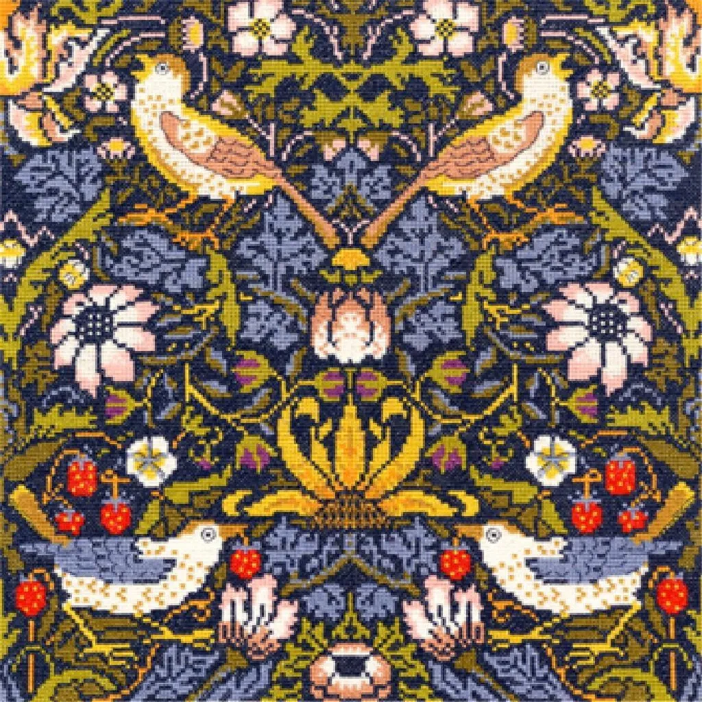 Projet broderie DIY point de croix déco salon motif vintage 31x31