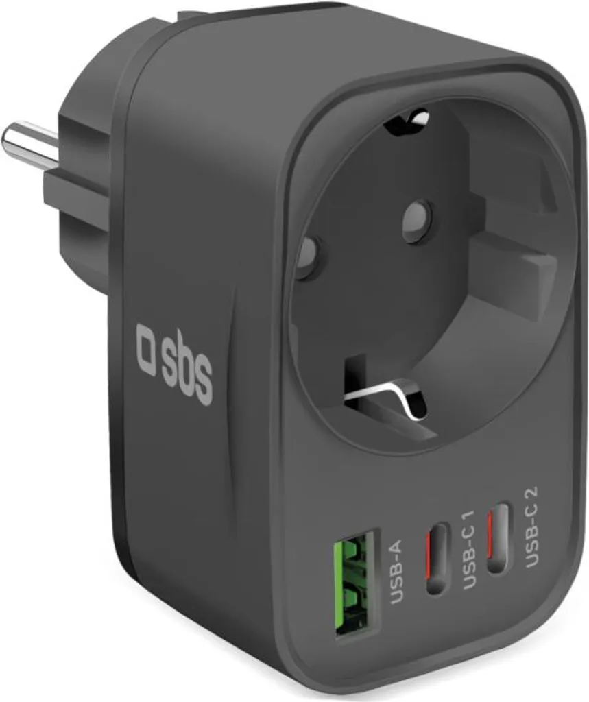 Caricatore Multiplo 30W USB-C + USB-A: Supporto PD/QC 3.0 Nero