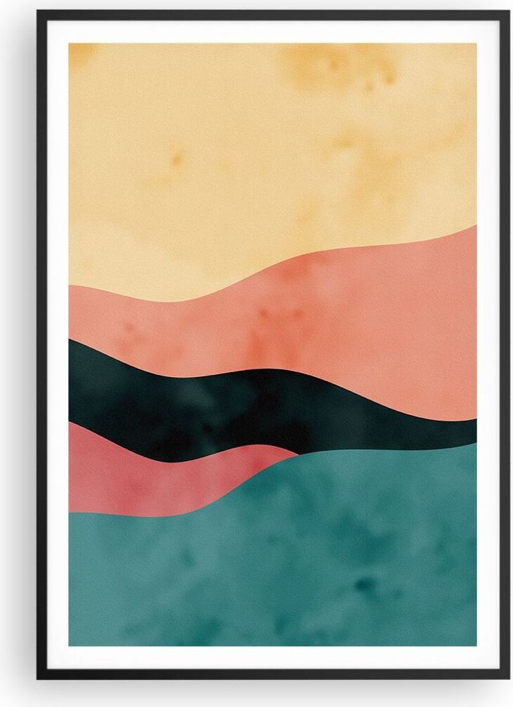 Gerahmtes Poster - Schwarzer Rahmen - Mehrfarbig Abstraktion Modern - 70x100 cm - Wand Bild - Wanddeko - Wandbilder - Kunstposter - Wandposter - Bi...