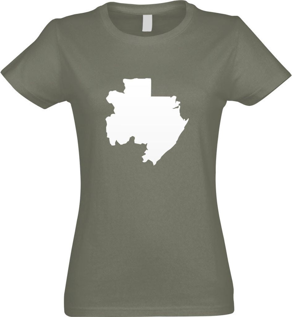 Kiwistar - T-Shirt tailliert - Damen - Olive - Gabun Umriss Kontur - mit Motiv Bedruckt - Funshirt Design - Sport - Freizeit - Damen - L