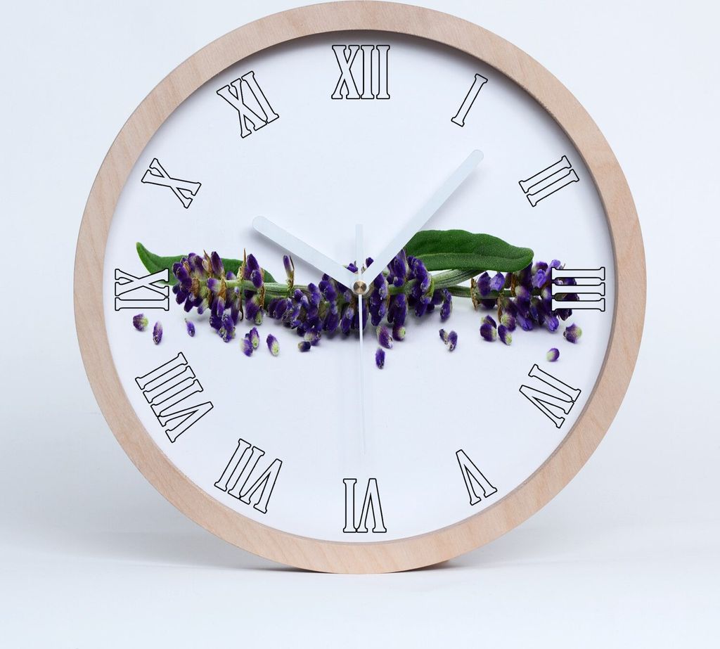 Holzuhr 20fi cm wanduhr - weiße Spitzen - Lavendel