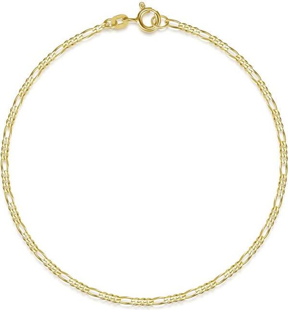 SILBERKETTEN STORE Figarokette Armband 2mm - echt 585 Gold, Länge wählbar von 16-23cm - 16cm