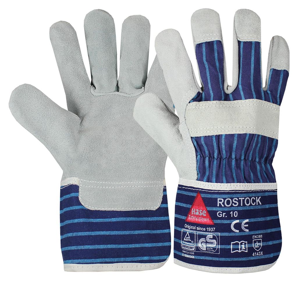 Hase ROSTOCK, Arbeitshandschuh aus Rindspaltleder 12 Stk Produktbild 