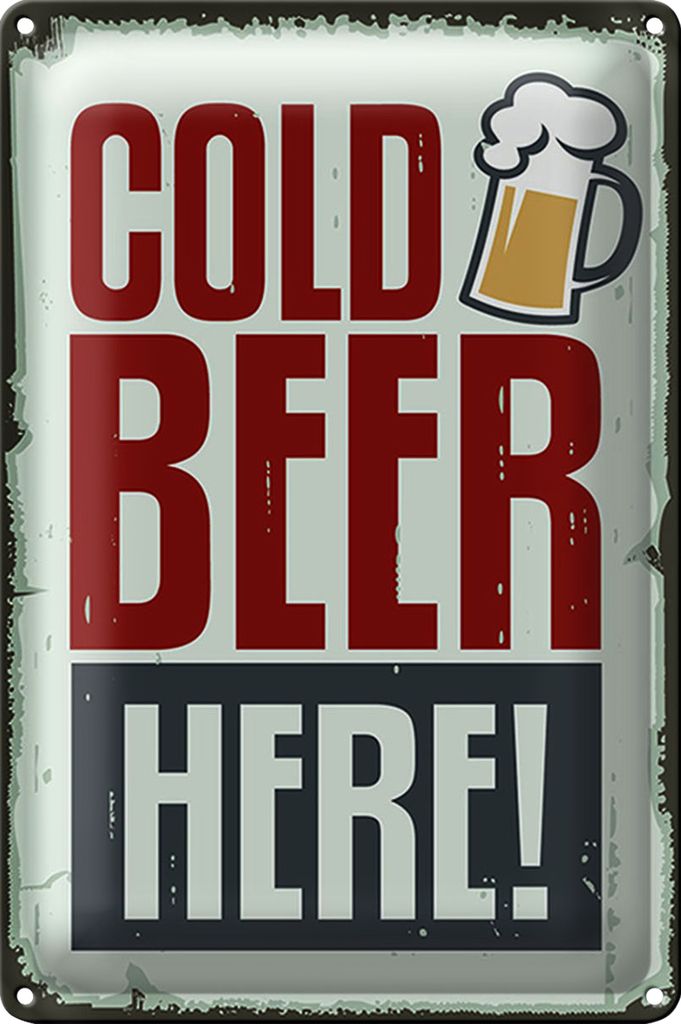 Blechschild 20x30cm Cold beer here Bier
