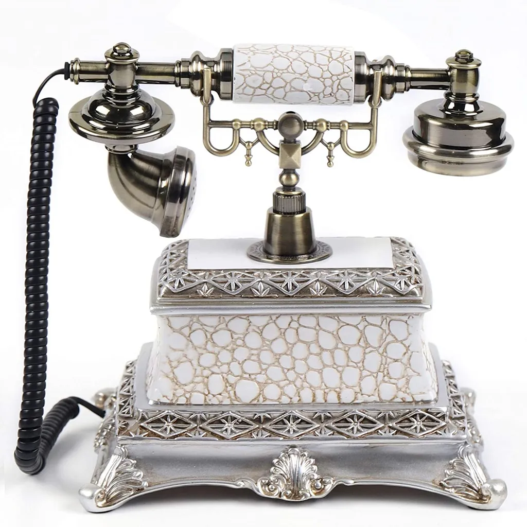 Téléphone nostalgique rétro avec cadran décoratif et sonnerie métal - 5