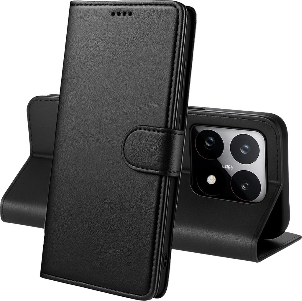 Hülle für Xiaomi 15T - Schwarze Brieftasche Klappe Magnetisiert Aufbewahrung Karten Handyhülle Phonillico