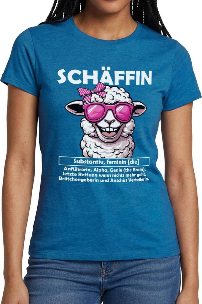 Spreadshirt Schäffin Beste Chefin Teamleiterin Frauen T-Shirt, L, Antikblaues Saphir meliert