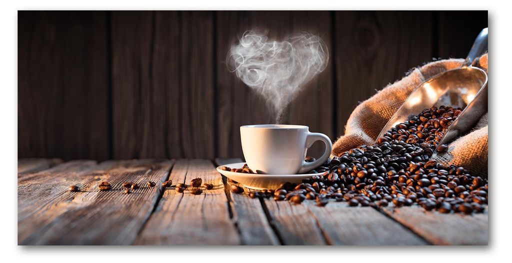Tulup Küchenrückwand Spritzschutz aus Glas -100x50 -Spritzschutz auf gehärtetes GlasDeko Essen & Getränke Kaffee Tasse