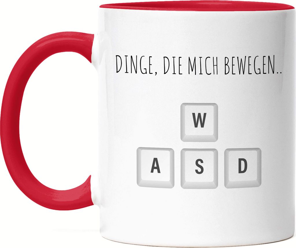 Dinge die mich bewegen Tasse Rot Gaming Zocker Tastatur Computerspiele Streaming