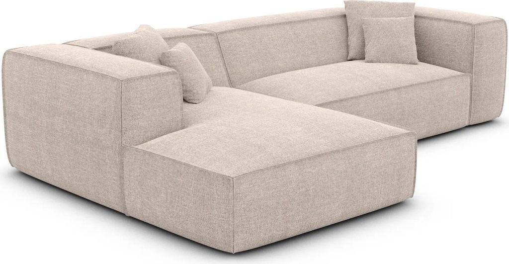 Strukturstoff L-Form Sofa Arelia Beige Links