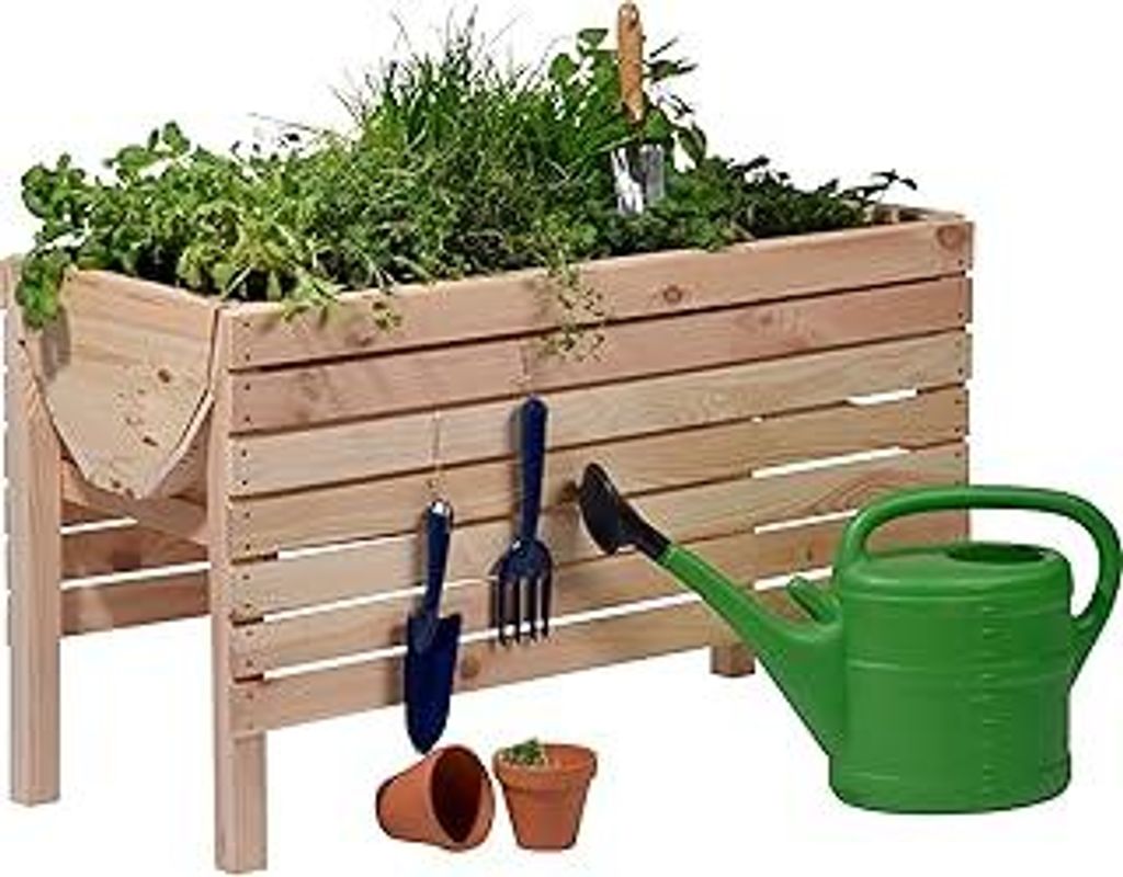 dobar58196e großes Hochbeet | Erhöhtes Gemüsebeet | Kräuterbeet aus Holz | Pflanzkasten für Balkon/Garten/Terrasse | Salatbeet für die Anzuch...