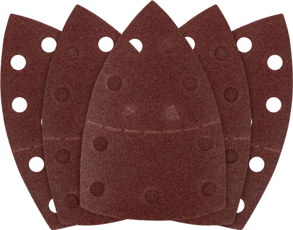 GRAPHITE Klett-Schleifpapier delta 102x152 mm, 5 Stück, mit 11 Absauglöchern; Elektrokorund; für Holz, Metall, Kunststoff, Glas, Gipskarton