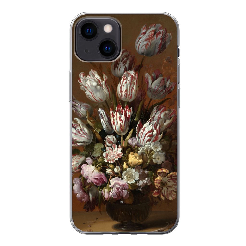 MuchoWow Handyhülle Schutzhülle Hülle für iPhone 13 Kunst - Blumen - Stillleben - Alte Meister - Vintage Silikon Softcase Handy Hülle - Kart...