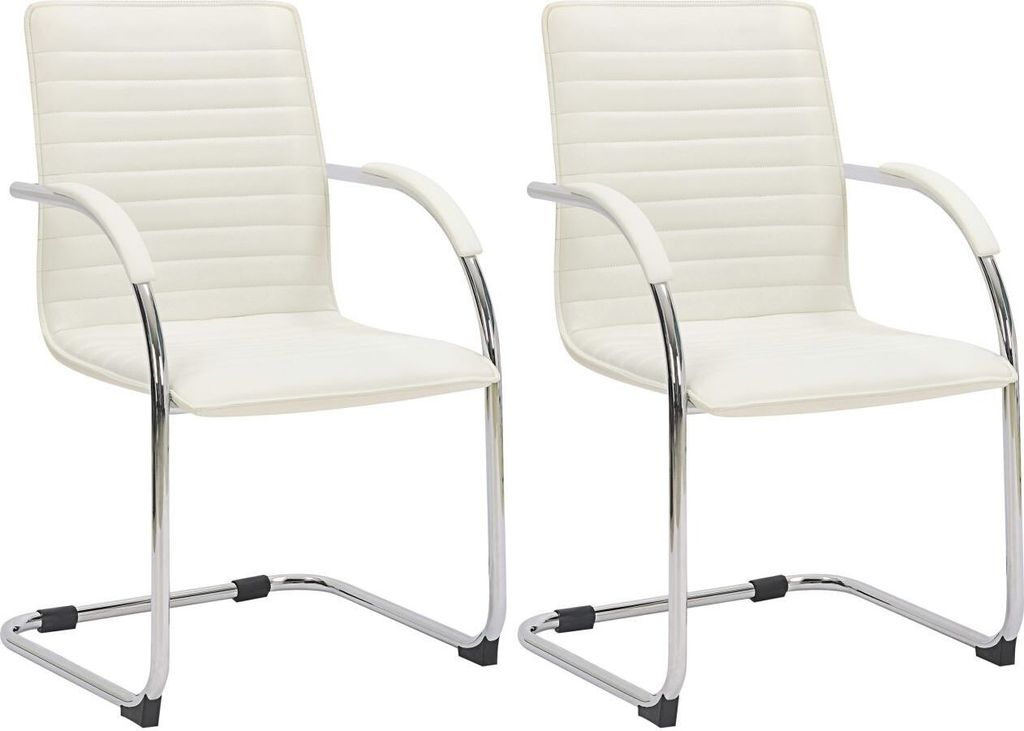 2er Set Besucherstühle Tira Kunstleder weiß