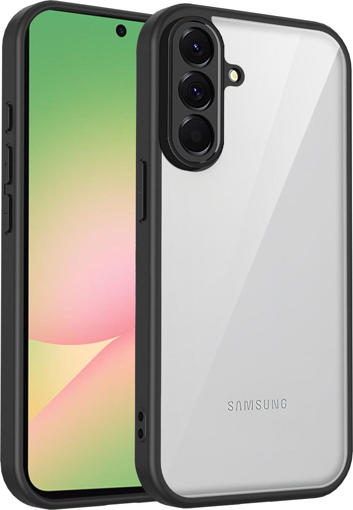 Hülle für Samsung Galaxy A36 Transparente Rückseite TPU Bumper Stoßfest Handyhülle Schwarz