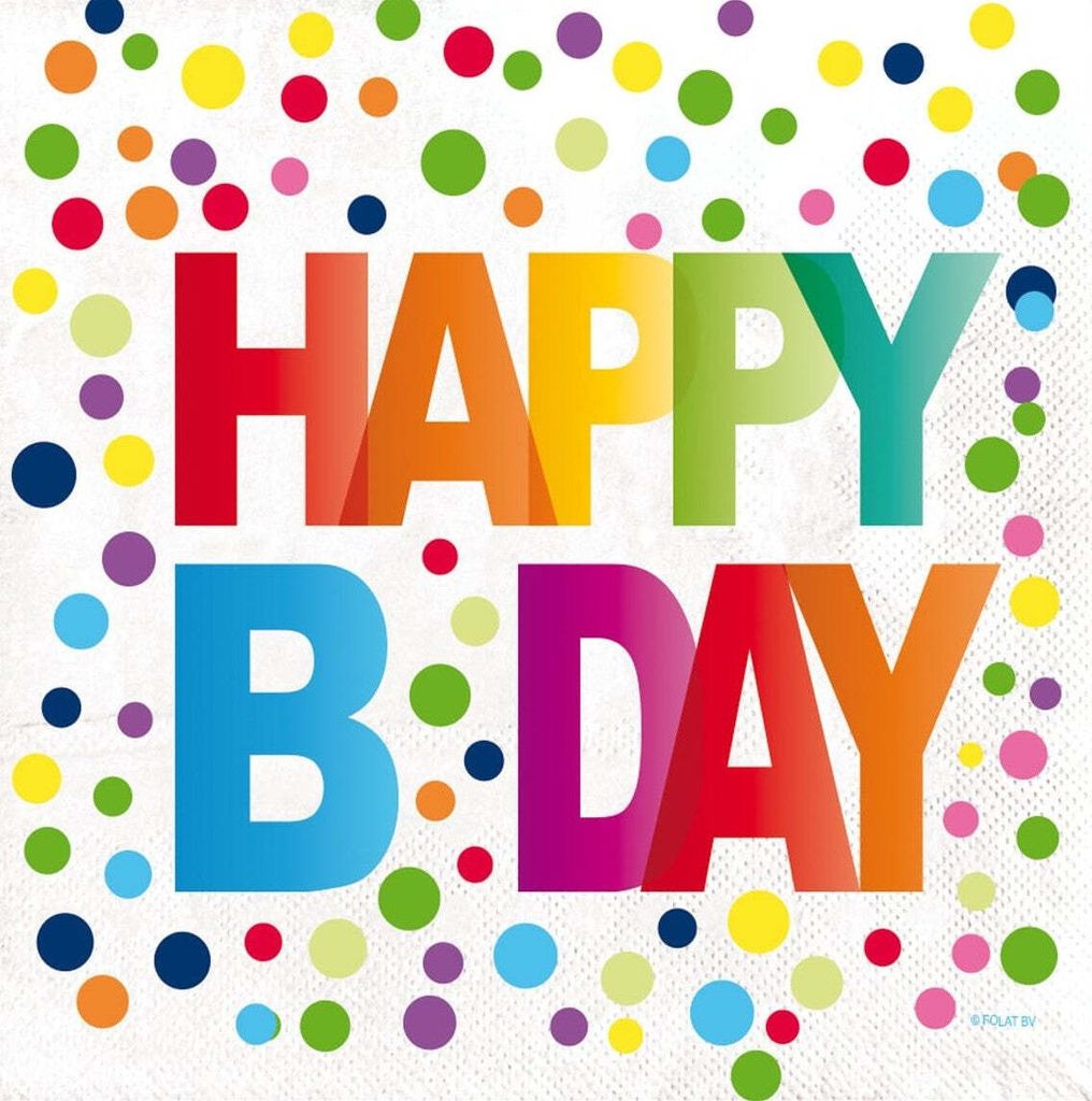 20 Regenbogen Birthday Servietten 33cm