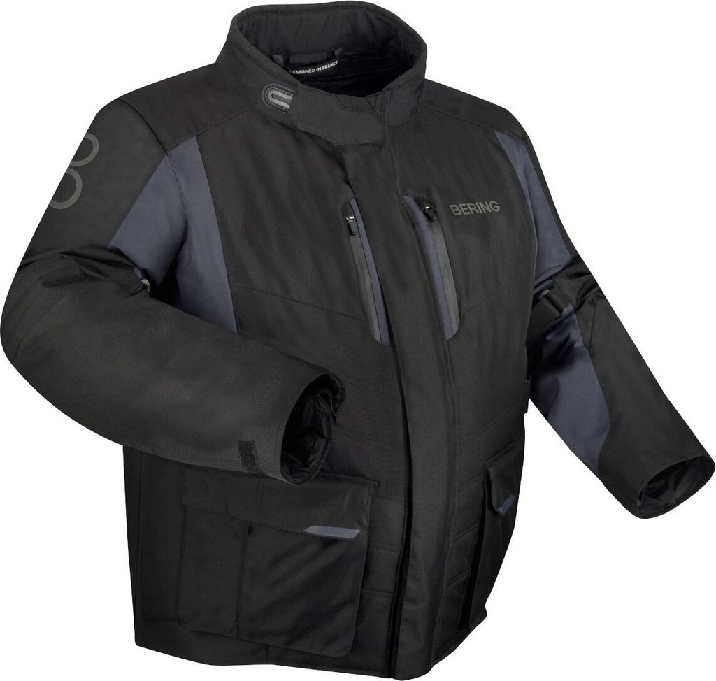 Bering Siberia King Size wasserdichte Motorrad Textiljacke, schwarz/grau, W-2XL