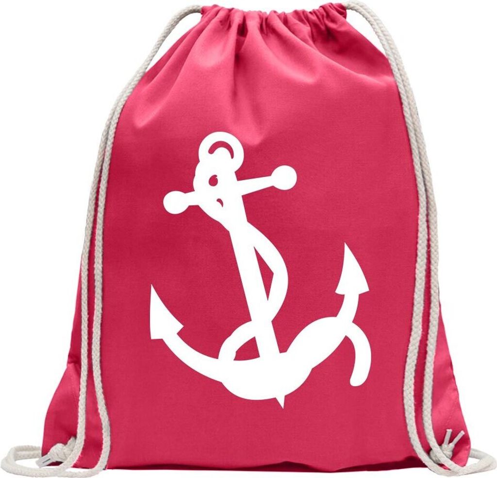 Kiwistar - Turnbeutel - pink - Anker Motiv3 - Fun Rucksack Sport Beutel Gymsack Baumwolle mit Ziehgurt