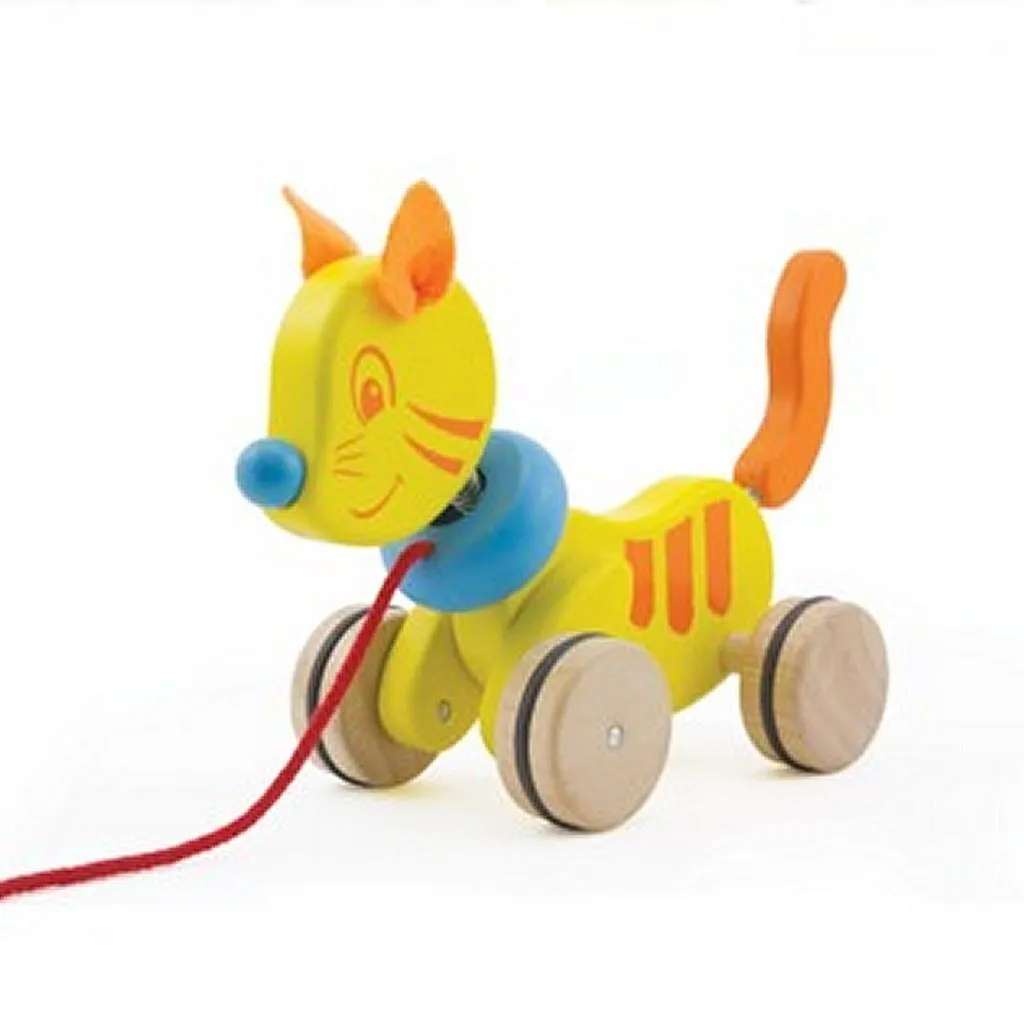 Cadeau Éveil Bébé : Chat en Bois à Tirer Pintoy P13500 dès 1 an Marche