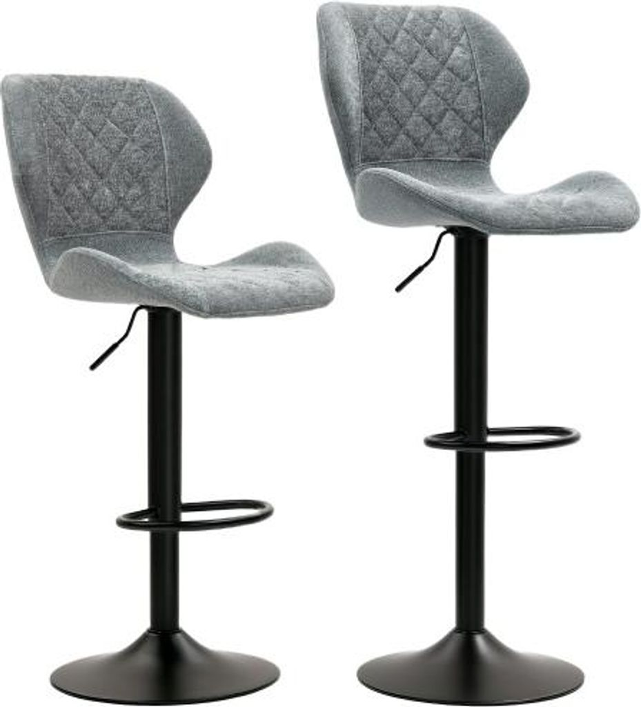 51,5x48x112 cm Dunkelgrau Barhocker 2er Set Hoehenverstellbar 360 Drehbar Mit Lehne Fussstuetze Polyester