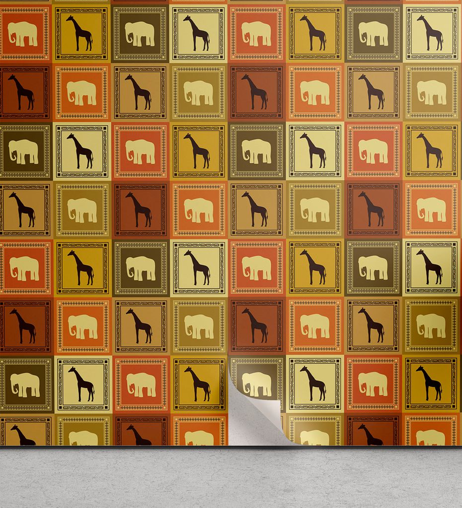 ABAKUHAUS afrikanisch abziehbare & klebbare Tapete für Zuhause, Savanna Tierrahmen, selbstklebendes Wohnzimmer Küchenakzent, 33 cm x 90 cm, Mehrf...