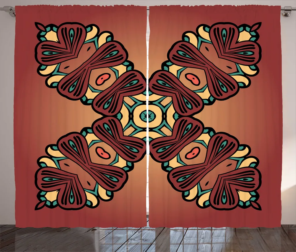 Rideau de Salon à Boucles Design Folklorique X 280x225cm Redwood