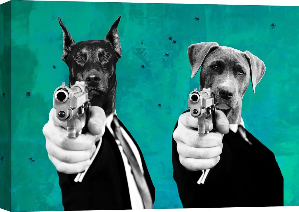 Quadro su tela pop art con animali, Reservoir Dogs (versione pop) - 60x40 cm