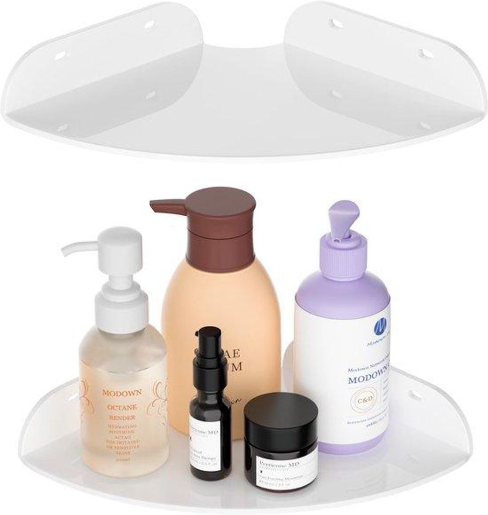 Wandmontage Set, 2 Stück, 18x18CM, weiße Acryl-Hoekplanken, Wandorganizer für Badezimmer, Küche, Schlafzimmer, Wohnzimmer, Esszimmer, Büro
