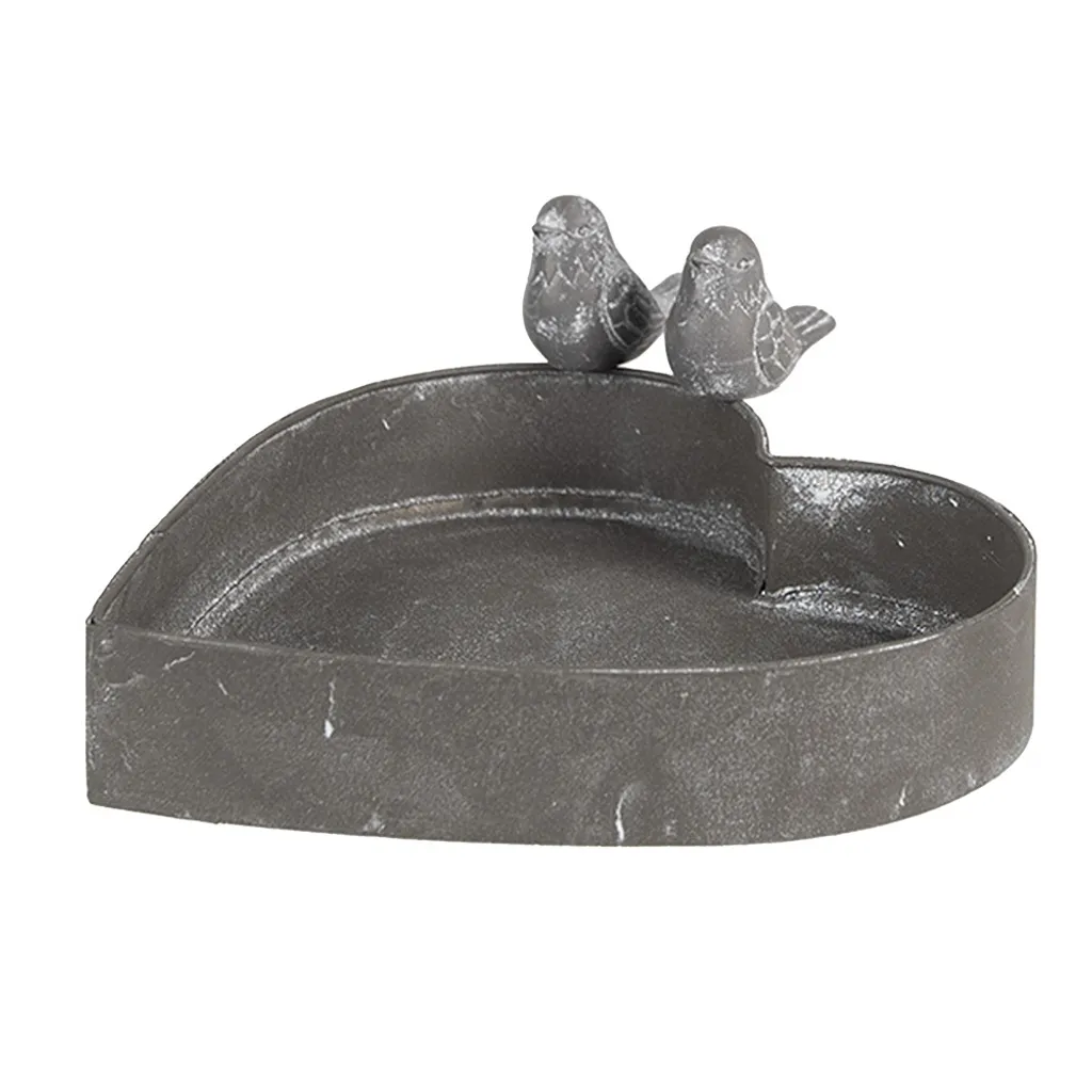 Pot de fleurs design cœur en métal gris avec finition vintage 19cm