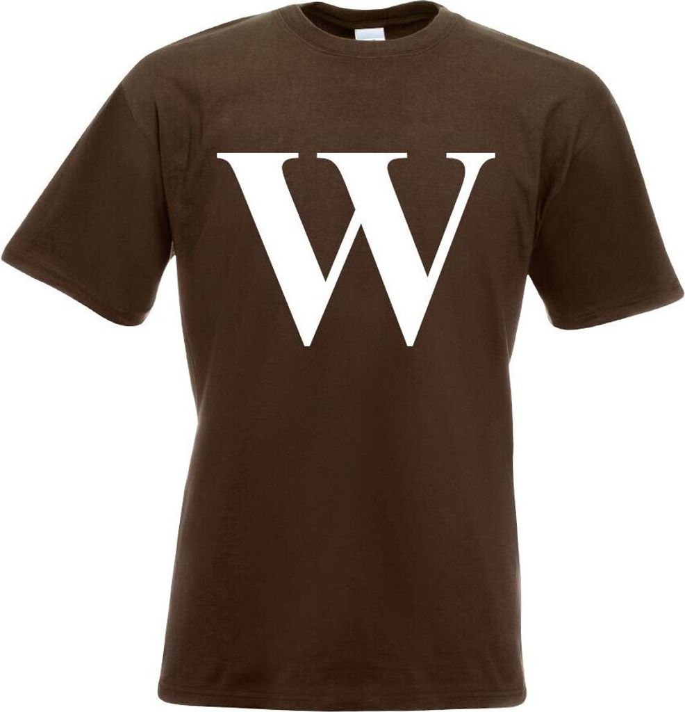 Kiwistar - T-Shirt - Chocolate - Buchstabe W - Alphabet Motiv Bedruckt Funshirt Design Print - mit Motiv Bedruckt - Funshirt Design - Sport - Freiz...