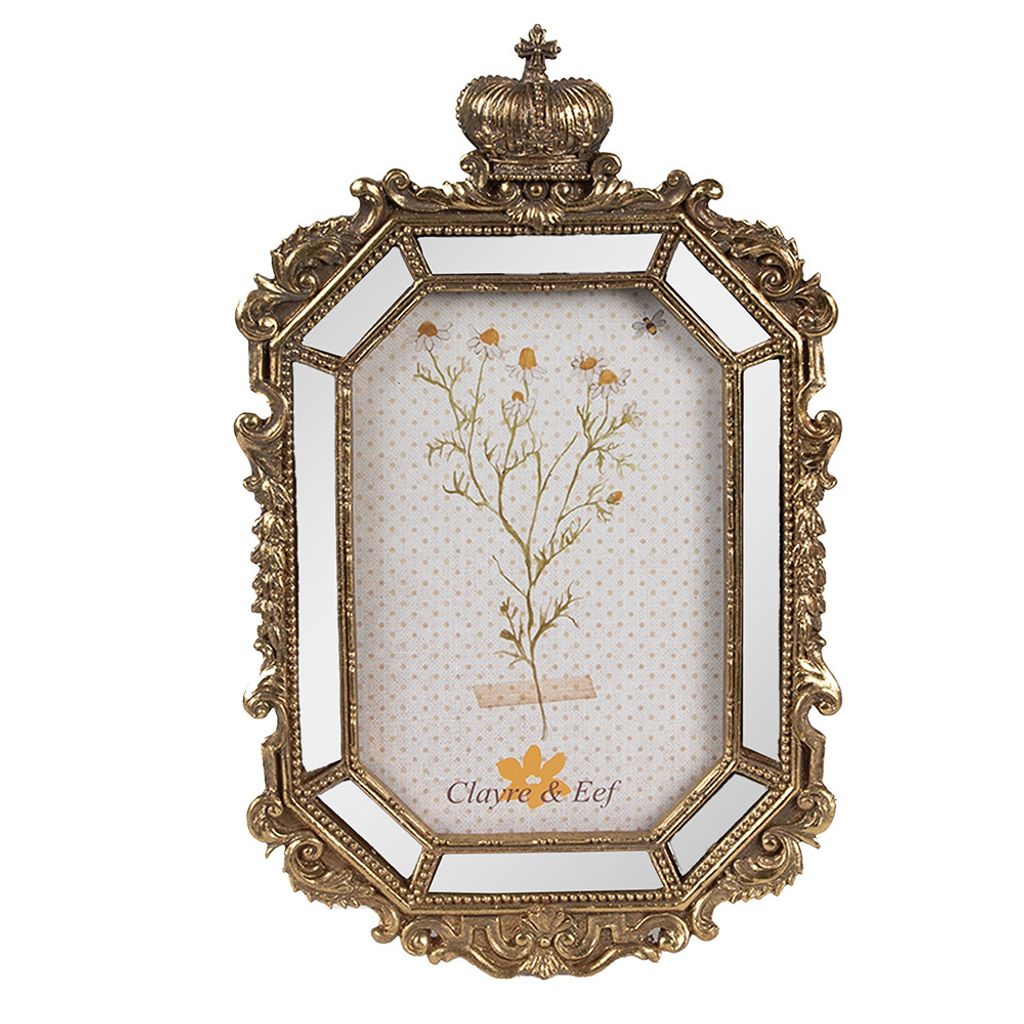 Clayre & Eef Bilderrahmen 10x15 cm Goldfarbig Polyresin Produktbild 