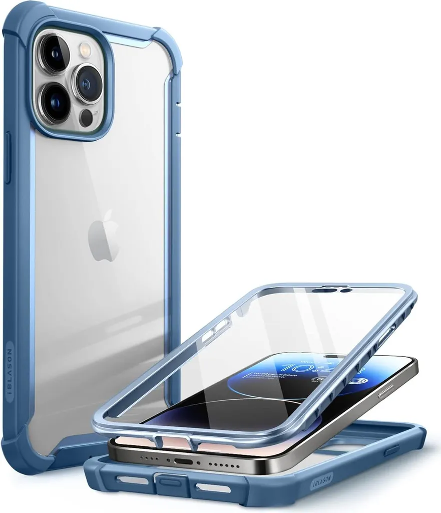 Custodia iPhone 14 Pro Max Blu: Protezione Solida con Cornice Bumper