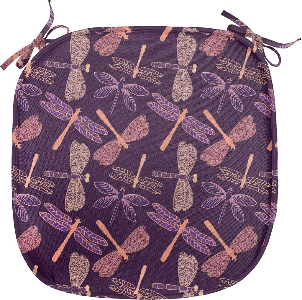 ABAKUHAUS Libelle Polster für Esszimmerstühle, Mädchen Vintages Tier, Dekoratives wasserfestes Kissen mit Riemen für Küchensitze, 40 cm x 40 c...