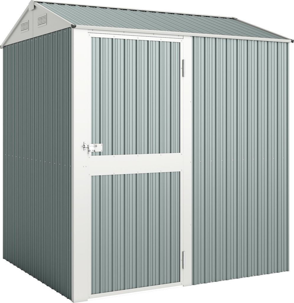 Metall Gerätehaus 3,5 m², Hoher Abschließbar Geräteschuppen mit Sattedach Lüftungen Handschuhen, 209 x 177 x 236 cm