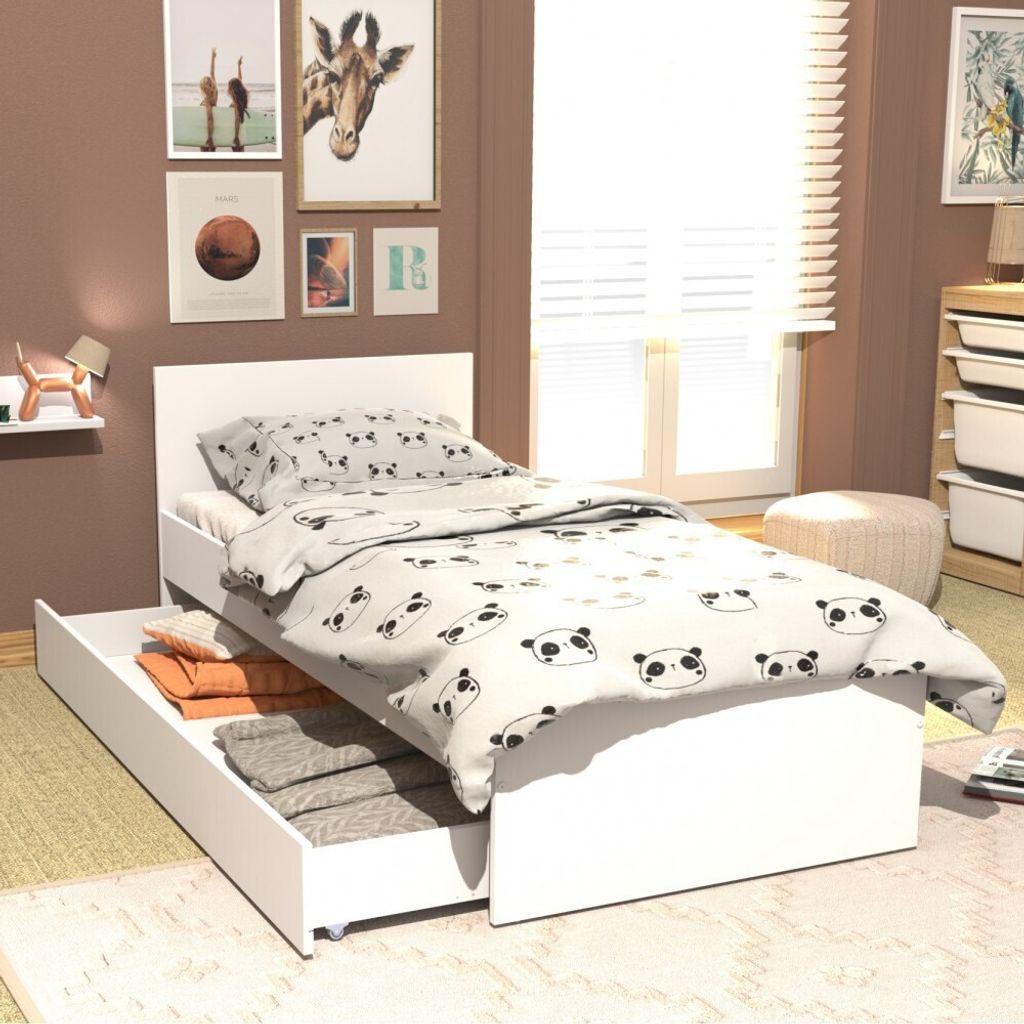 BETT OSLO mit Schublade / Bett 90x190 - Weiß