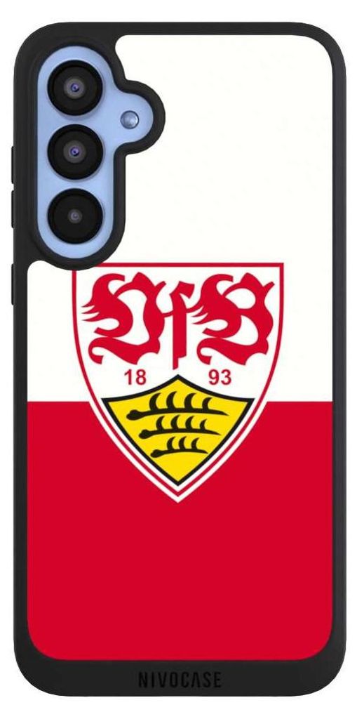 NIVOCASE Handyhülle für Samsung Galaxy A55 5G Hülle NIVOpure Case Schwarz Logo Offizielles Lizenzprodukt VfB Stuttgart