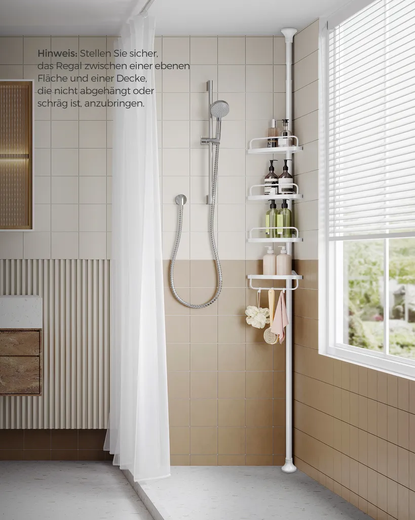 Rangement Douche sans Trou : Étagère Télescopique d'Angle 4 Bacs